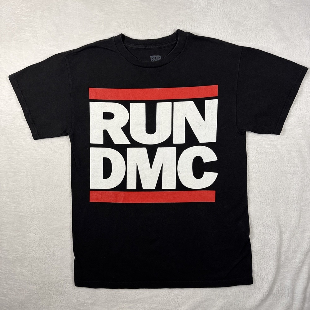 Run DMC Men's T Shirt‎ Black 100% Cotton Logo Graphic Tee Size Medium